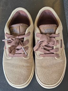 Vans Boys Tan and Brown Canvas Low-Top Sneakers